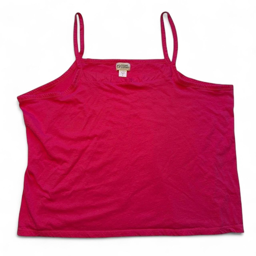 Cozee Corner Hot Pink Cotton Spaghetti Strap Tank Top Y2K Plus Size 4X